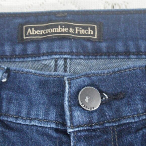 Abercrombie & Fitch Denim Jean Shorts Dark Wash Cuffed Hem Size 24/4 - Picture 4 of 6